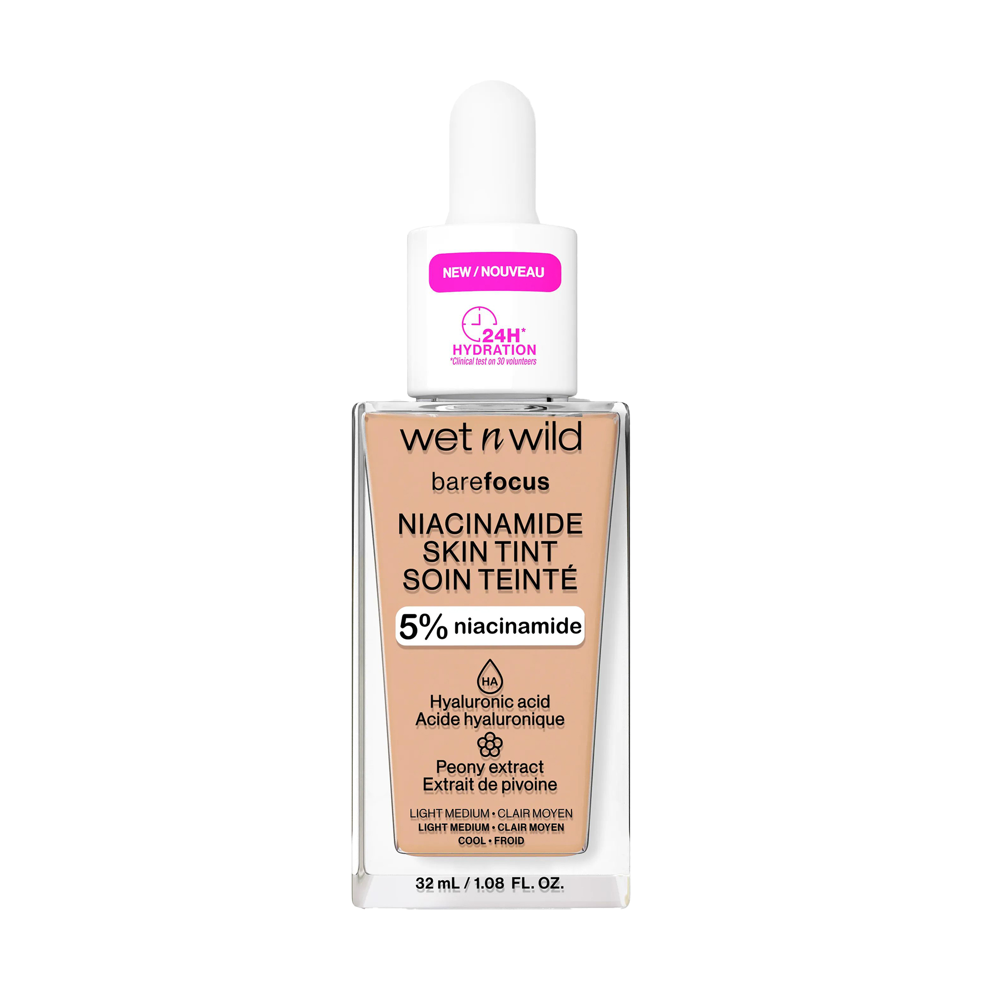 Тональна основа для обличчя Wet N Wild Bare Focus Niacinamide Skin Tint, Light Medium Sand, 32 мл